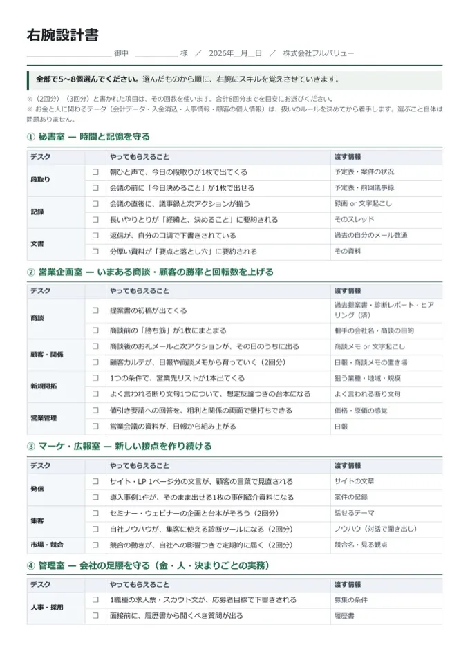 右腕設計書 チェックリスト（42項目）