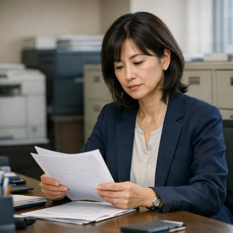 士業事務所で書類を確認する様子